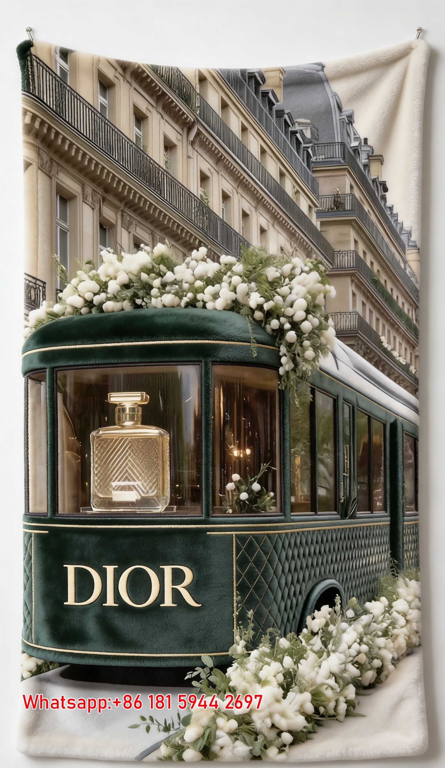 Dior Green Tram Perfume Flannel Throw Blanket D159
